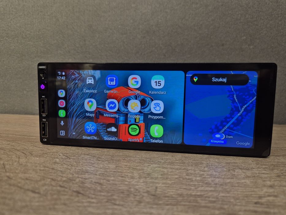 Radio Samochodowe duży ekran AndroidAuto USB, AUX, Bluetooth, kamera