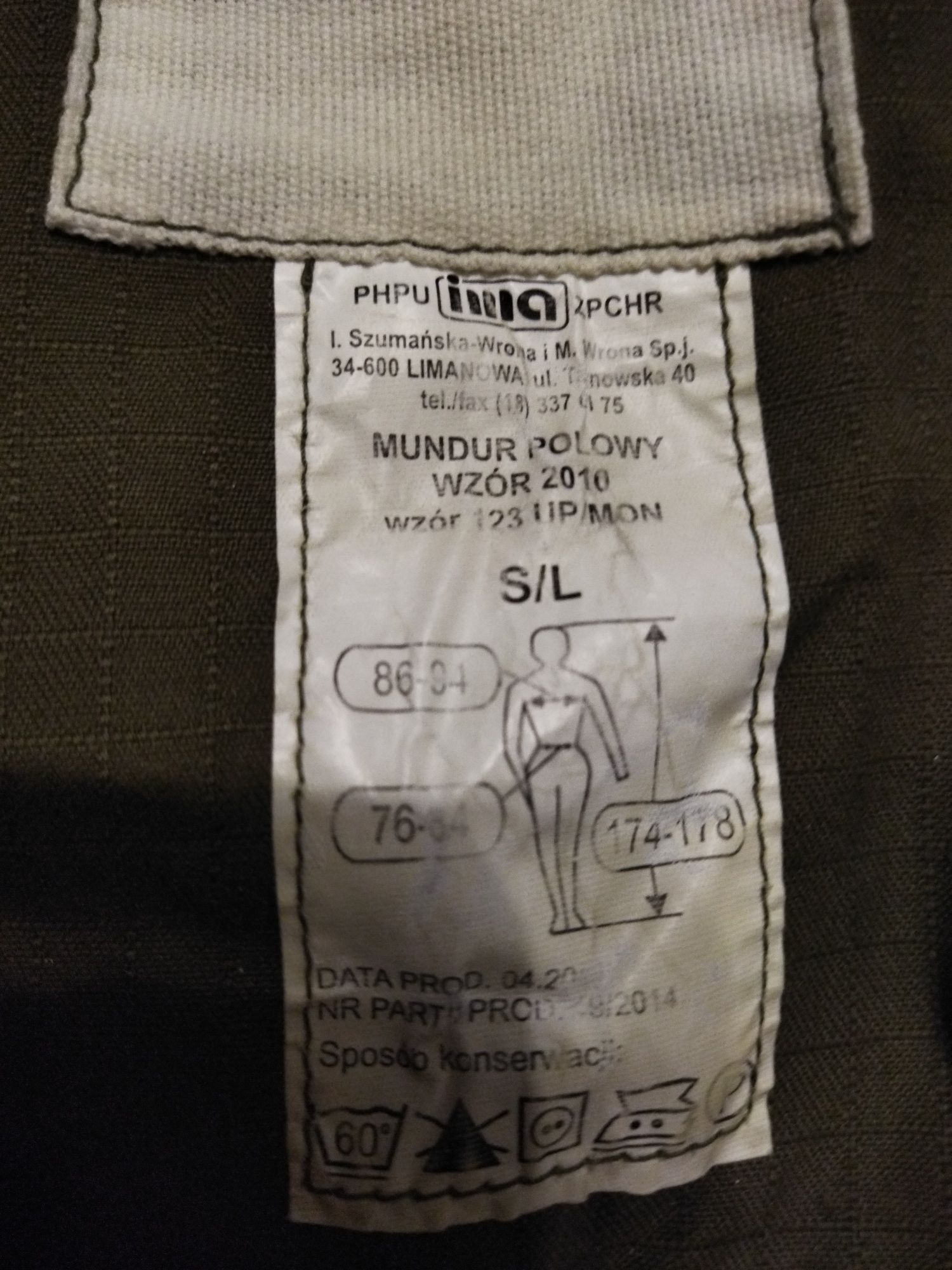 Spodnie wojskowe wzór 123 S/L
