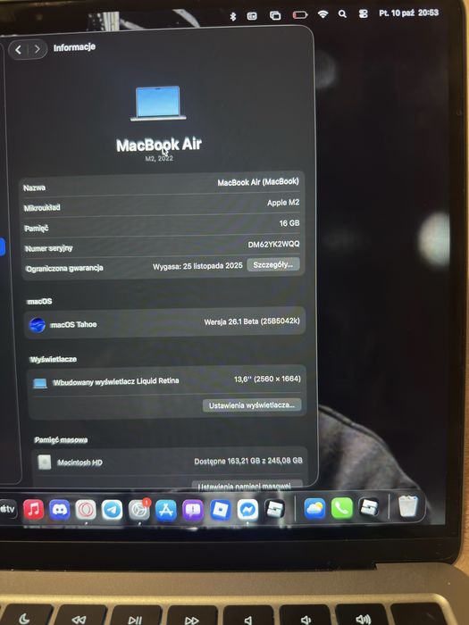 Macboock air m2 13,6 16gb