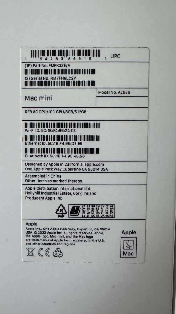Mac Mini M2 8GB/512GB