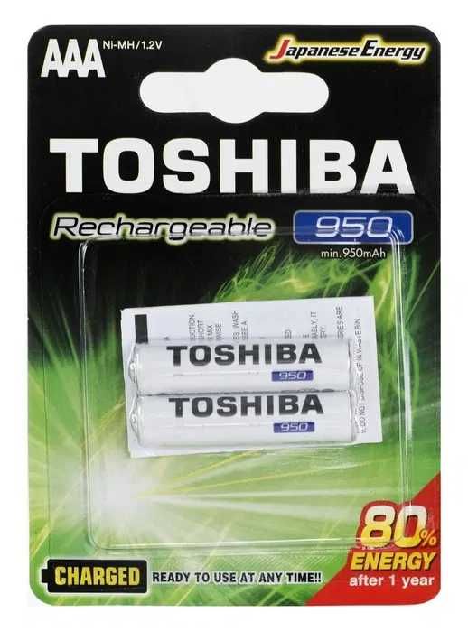 Аккумуляторы 950мач ААА Toshiba TNH-03GAE (950mAh x 2 pcs)