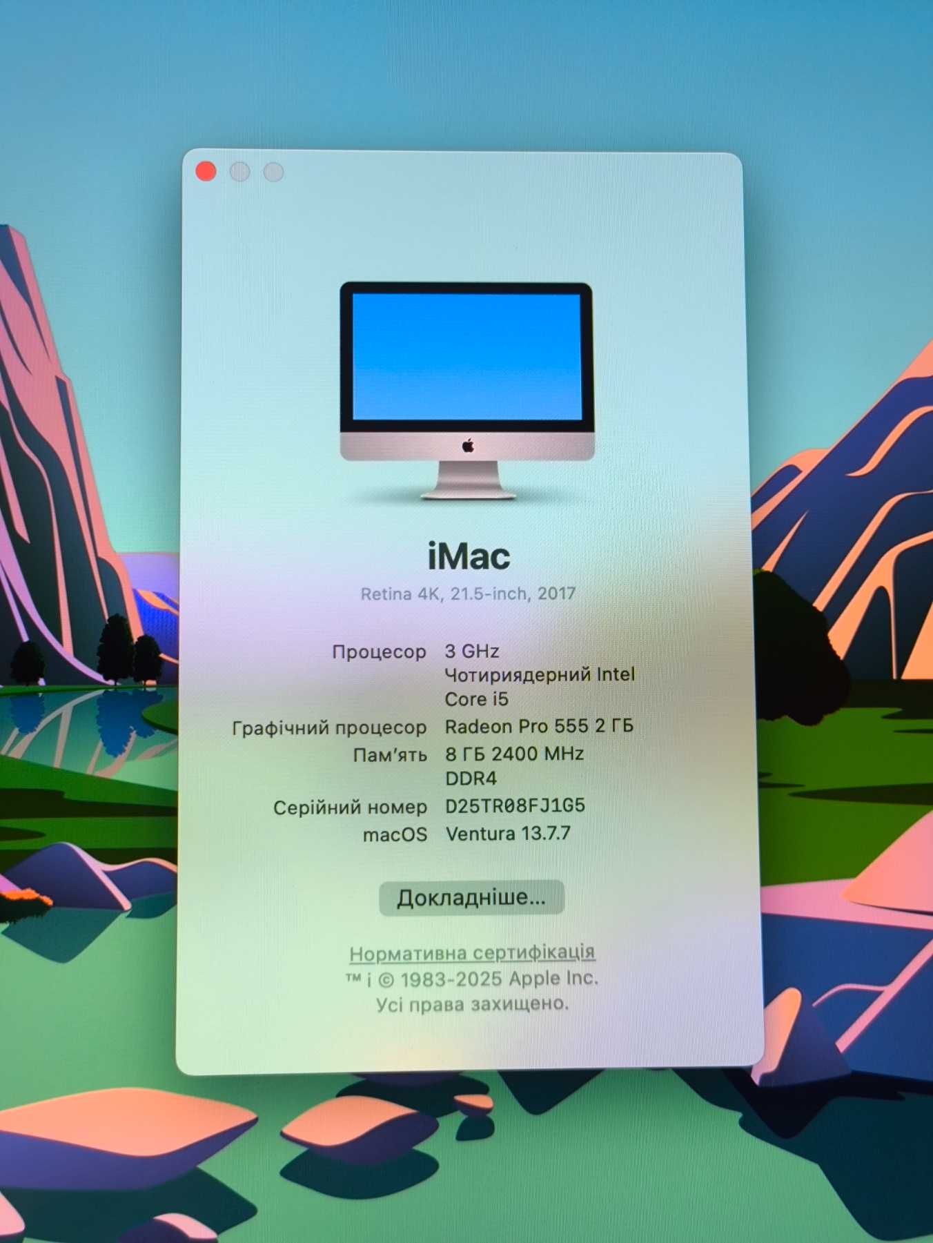 Apple iMac A1418 21.5" 2017 8gbRAM/1TB HDD 4K Retina