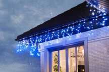 2x KURTYNA ŚWIETLNA sople 200LED z flash rozbłysk niebieskie 9,5m NOWE