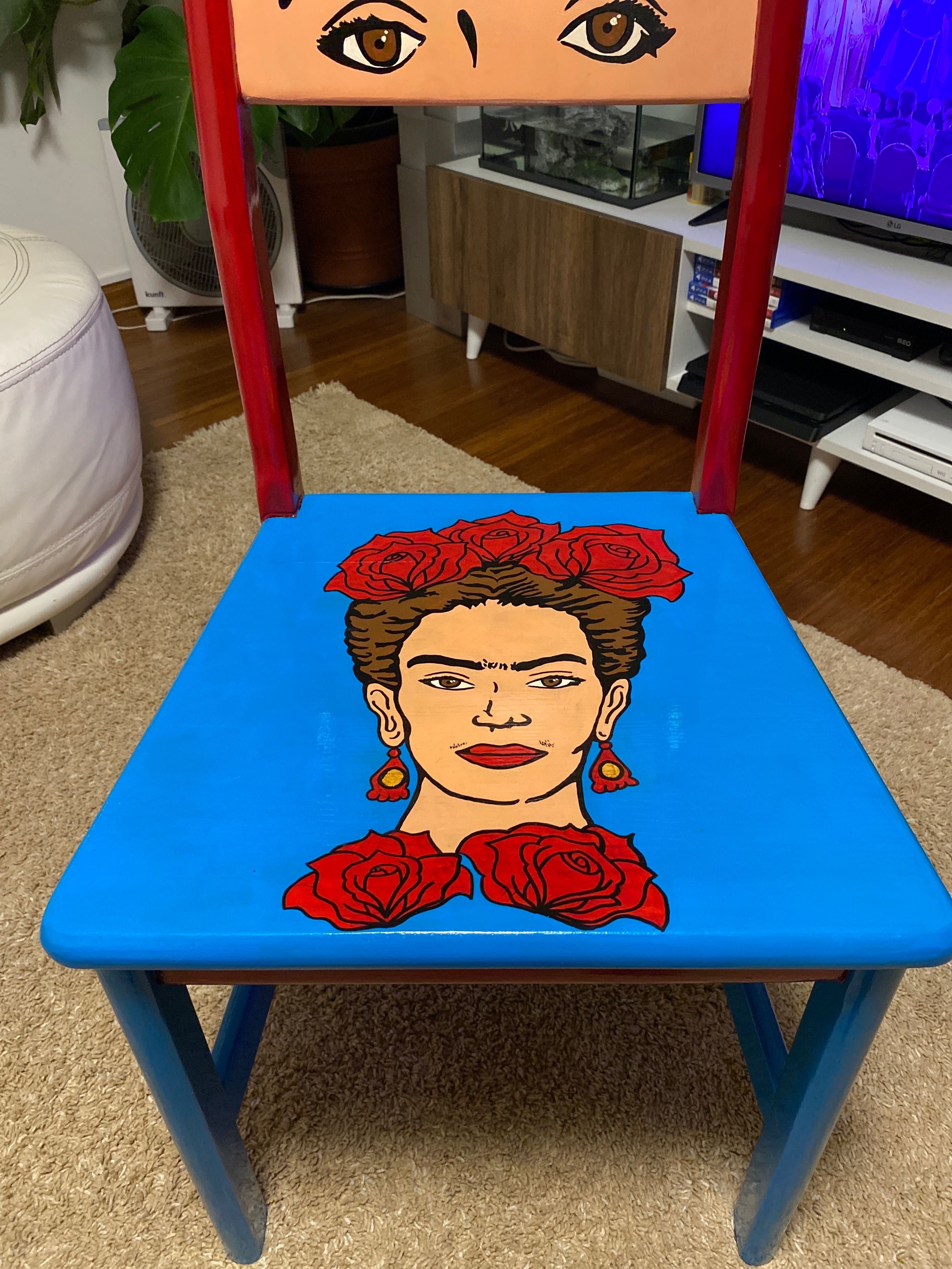 Cadeira Pintada à Mão Frida Kahlo