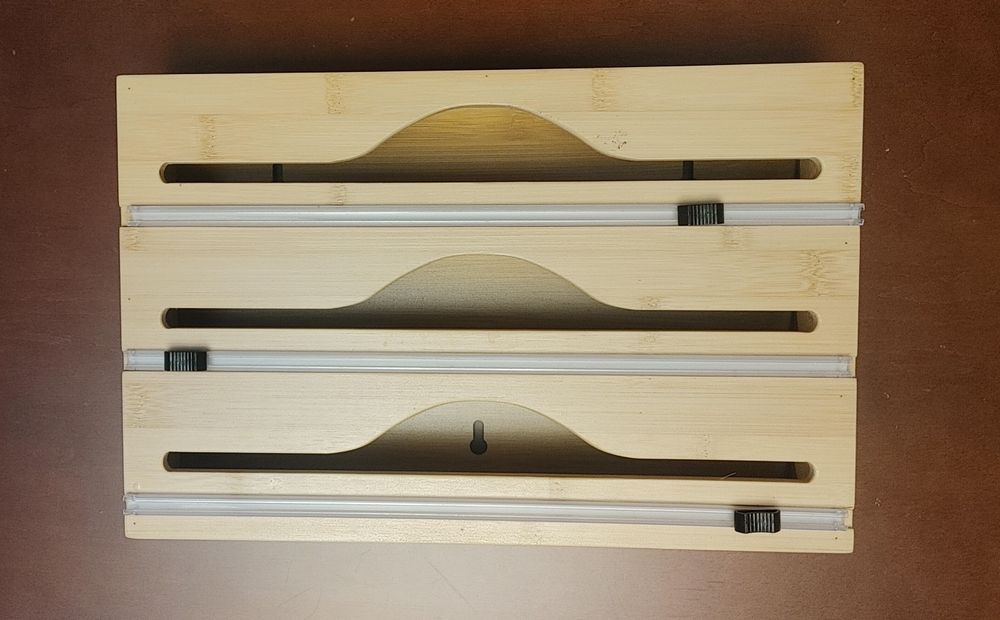 Bambusowy organizer na folie papier do pieczenia z przycinakiem