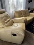 Skorzana sofa z 2 fotelami z funkcja spania rozkladana