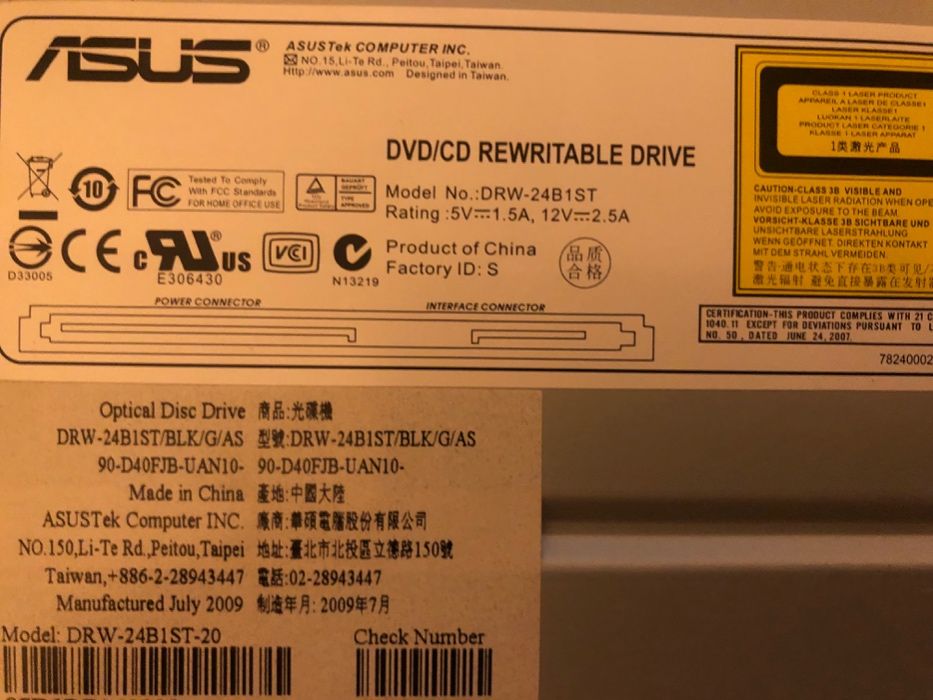 Drive ROM/dvd/cd/RW ASUS