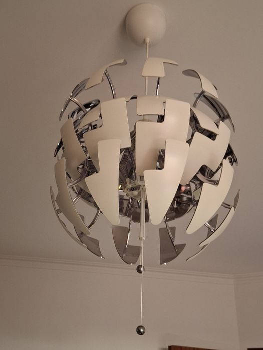 Candeeiro suspenso IKEA explosão, branco/prateado, 35 cm