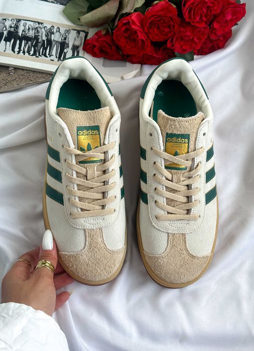 Кросівки Adidas Gazelle Bold Beige/Green premium