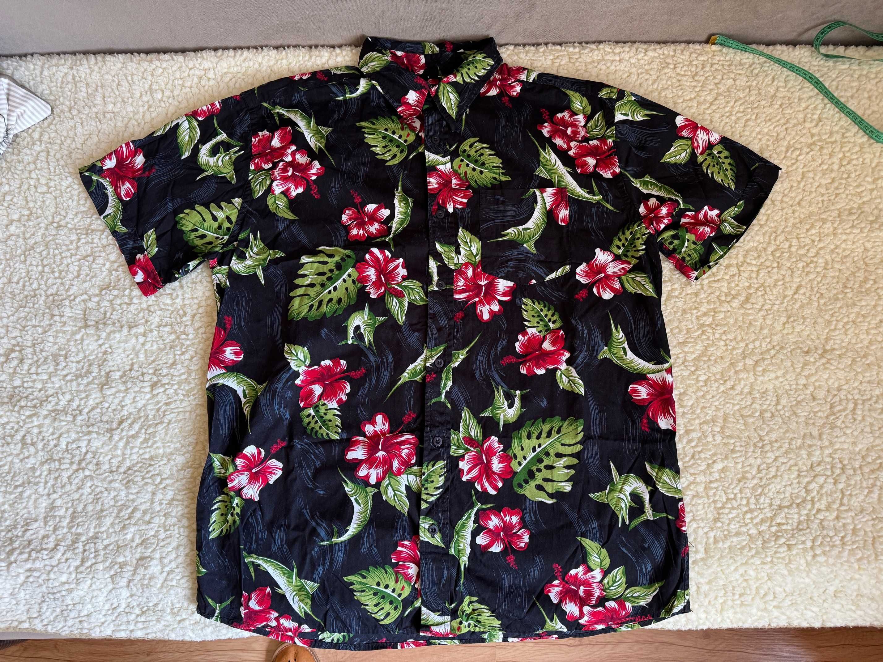 Wzorzysta koszula męska z krótkim rękawem, Bear & Staff r XL ideał
