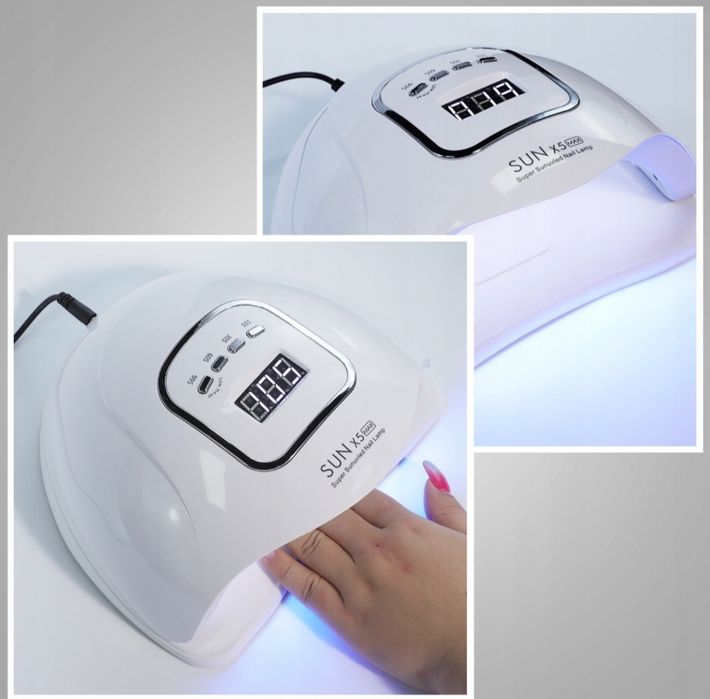 LAMPA UV DO PAZNOKCI LED 80W DO hybryd żeli mocna sun X5 max biała LCD