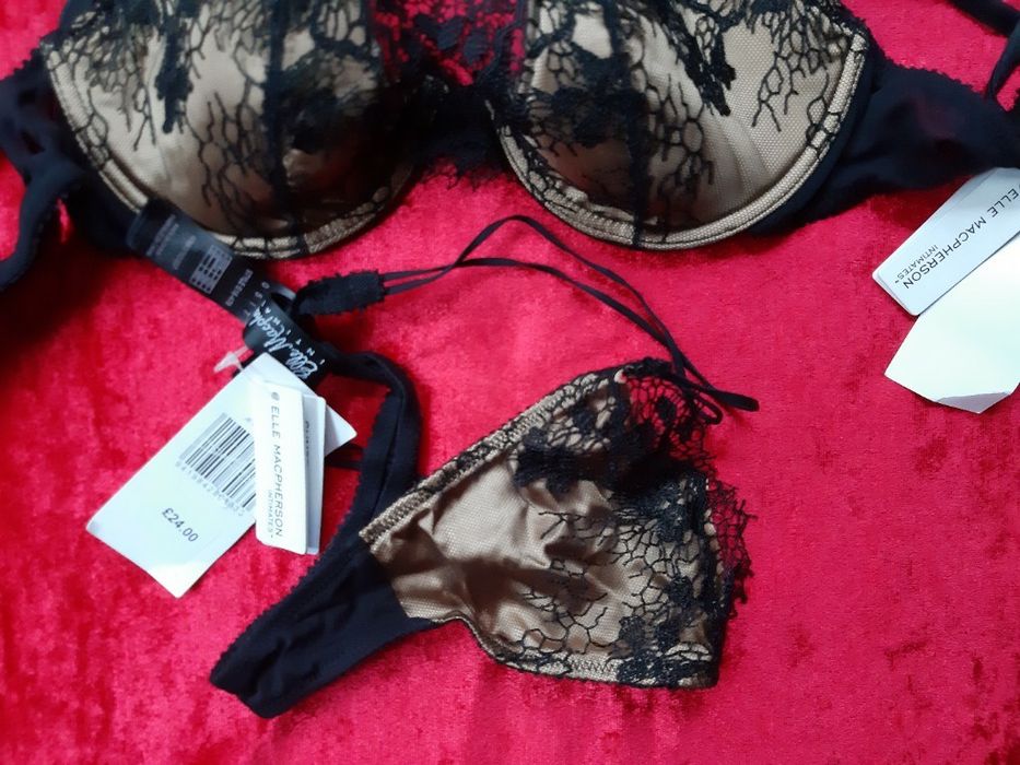 Elle Mac Pherson 32,34 s komplet czarno złoty piękny Lux elegancja
