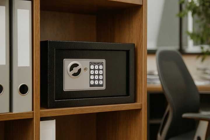 NOWY Sejf Elektroniczny XL Na Kod I Klucz Mocny 31x20x20cm