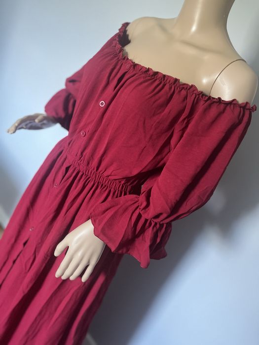 Suknia do sesji ciazowej malinowa bordowa noho L XL hiszpanka