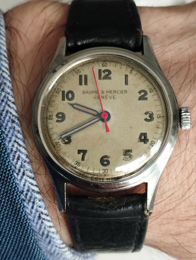 Oryginalny szwajcarski zegarek Baume & Mercier z okresu drugiej wojny