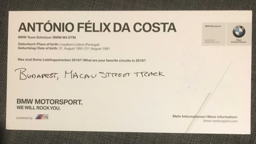 António Felix da Costa - autógrafo original