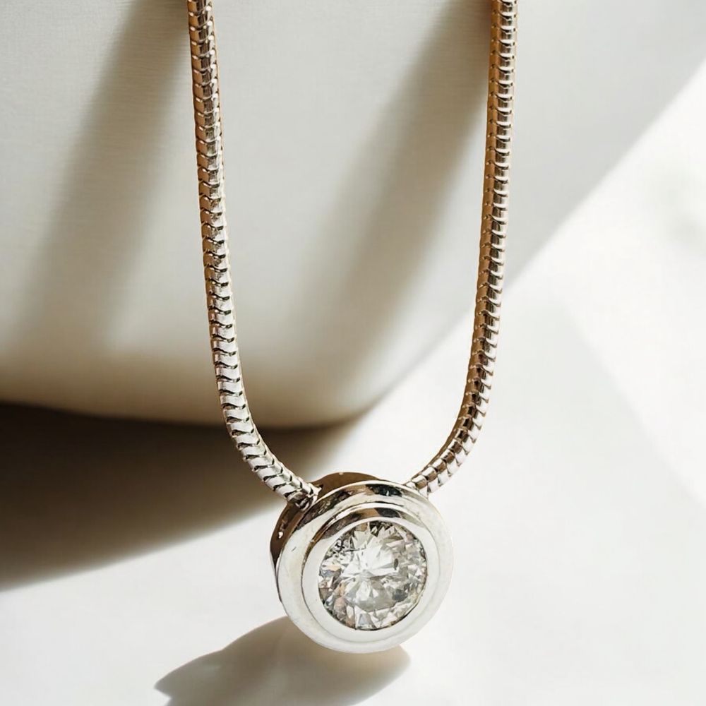 Naszyjnik Złoty z Brylantem 585/14k 0.51ct 45cm Certyfikat