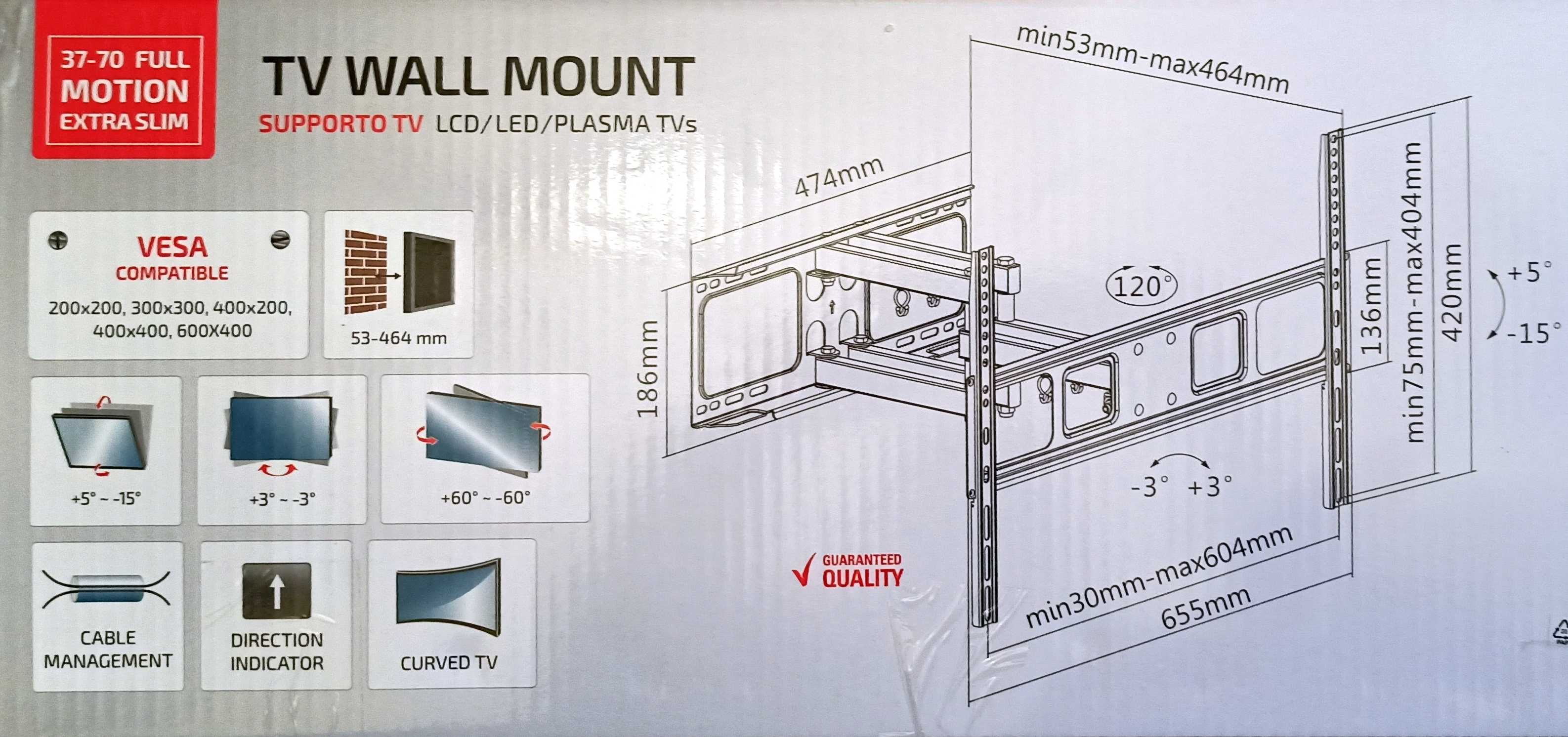 Suporte extensível e articulado de parede TV LCD Plasma Led até 50Kg