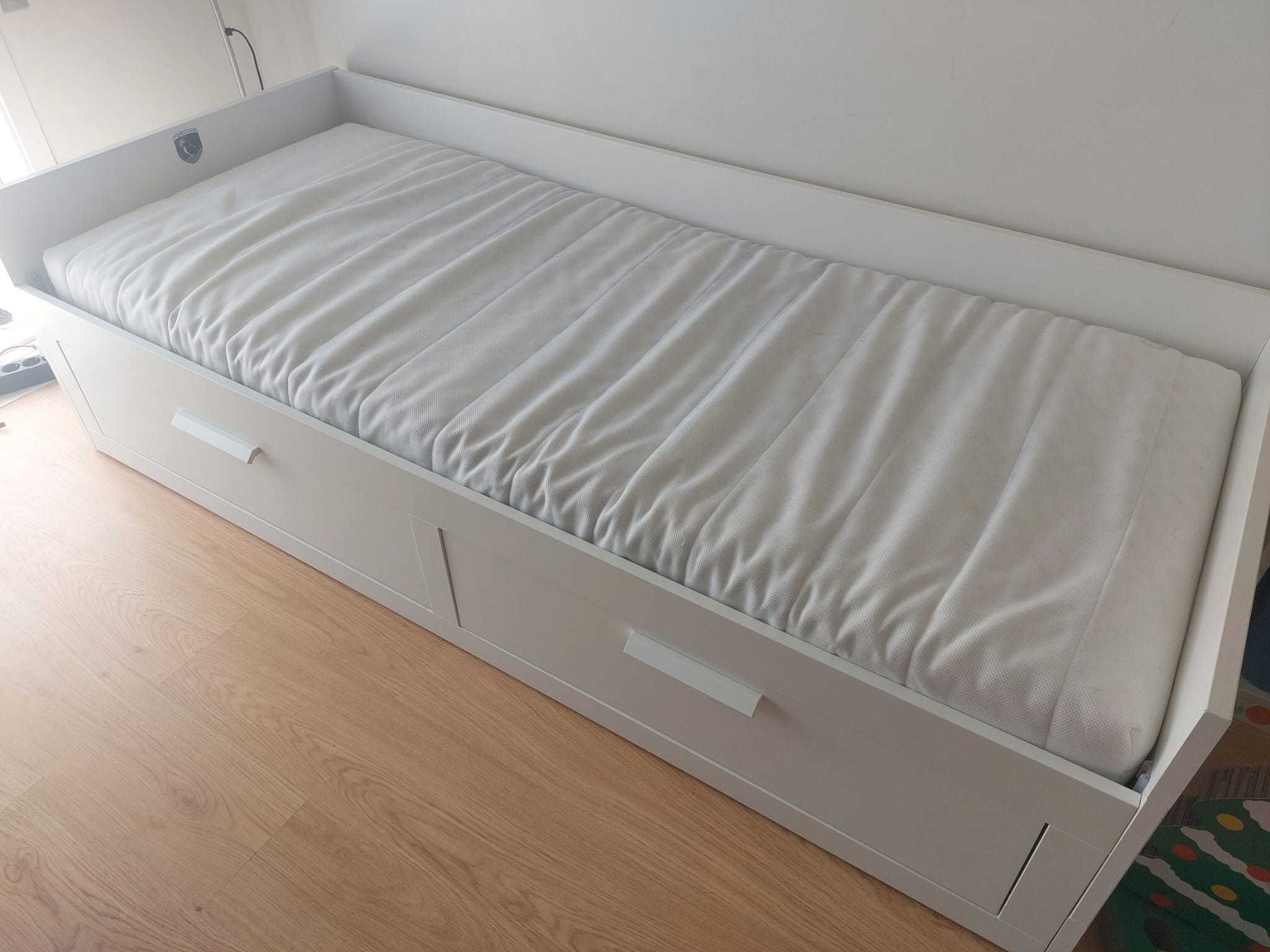 Cama indiv/dupla c/2 gav, branco BRIMNES
