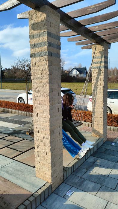 Stół stolik ogrodowy betonowy palisada grill kostka brukowa cegła mur