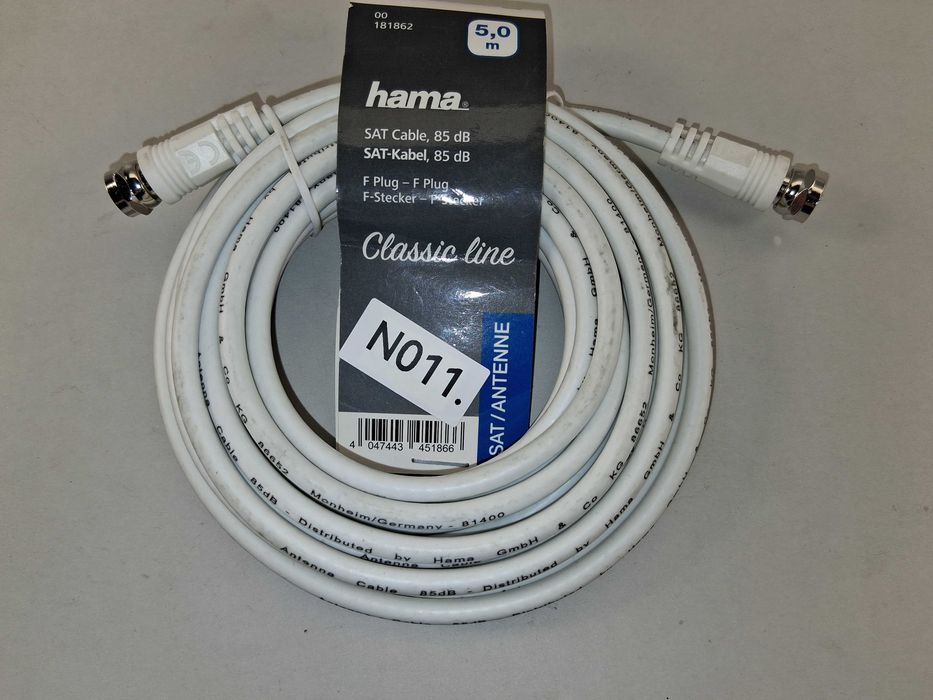 N011 Kabel SAT Hama F-Plug 5m 85dB Antenowy Classic Line Nowy