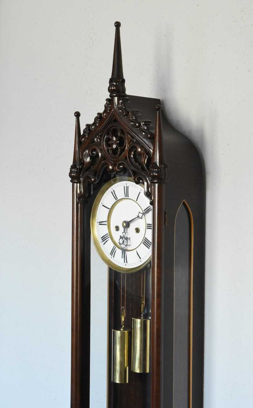 Gustav Becker Gotyk Gotycki Wagowy Linkowy zegar wiszący rzeźbiony