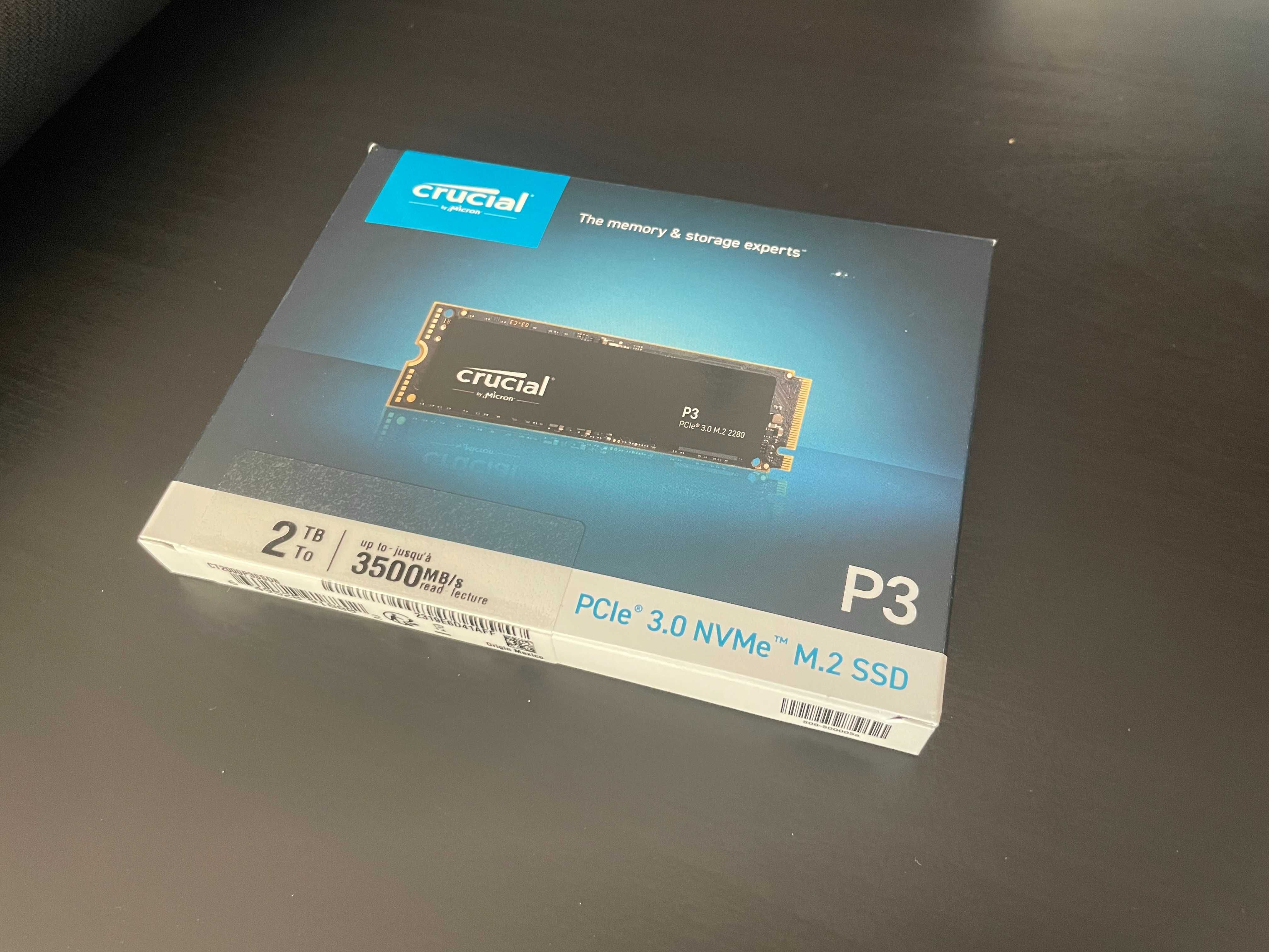 NVMe m.2 SSD Crucial P3 2TB PCIe Gen3 3D NAND TLC 3500MB/s