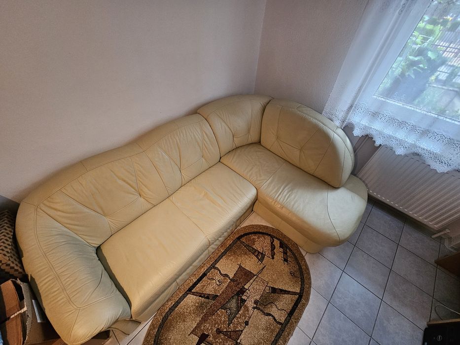 Narożnik, sofa skórzana rozkładana