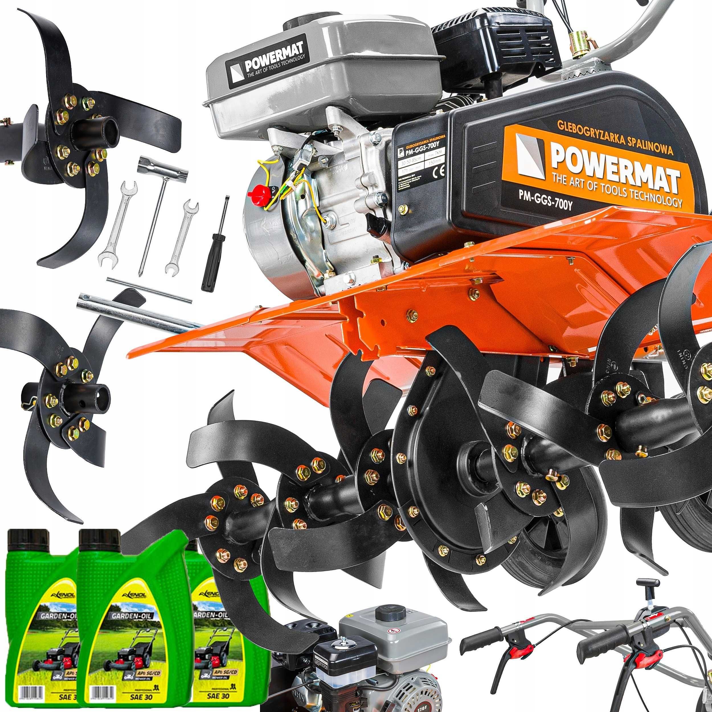 Glebogryzarka spalinowa kultywator do gleby Powermat 7km 85cm moduły