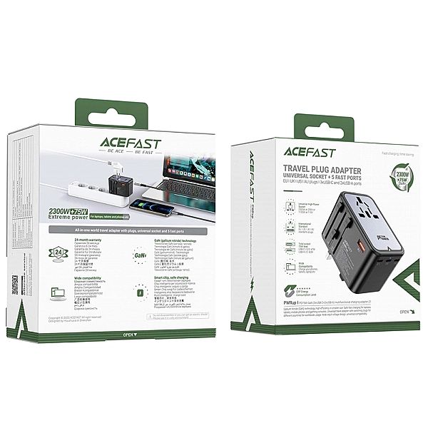 Adapter ładowarka podróżna Acefast Z1 GaN 75W PD 3x USB-C 2x USB-A - c
