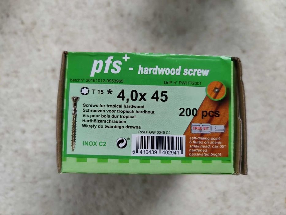 Nierdzewne wkręty tarasowe 4x45 200szt  do tarasów