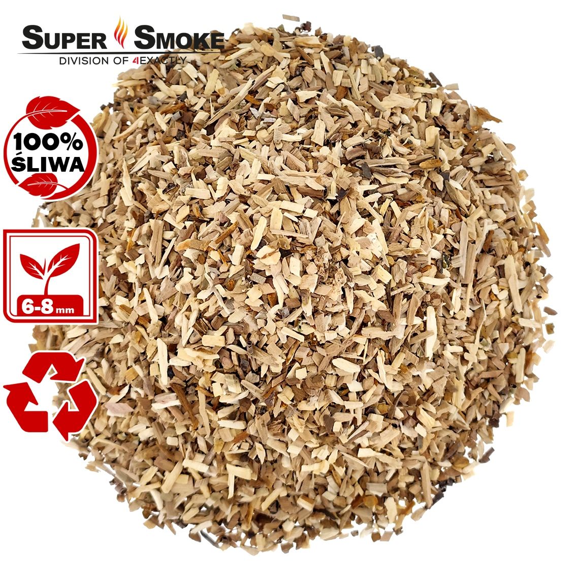 Zrębki Wędzarnicze Super Smoke ŚLIWA KL-08 (6-8mm) Medium 65 Litrów