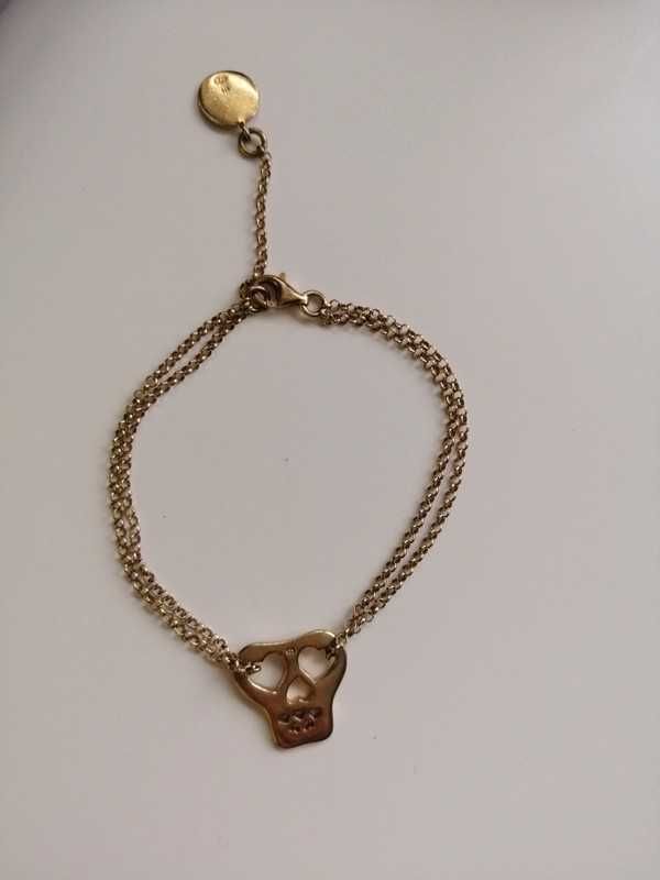 Pozłacana bransoletka srebrna My Way Jewellery czaszka