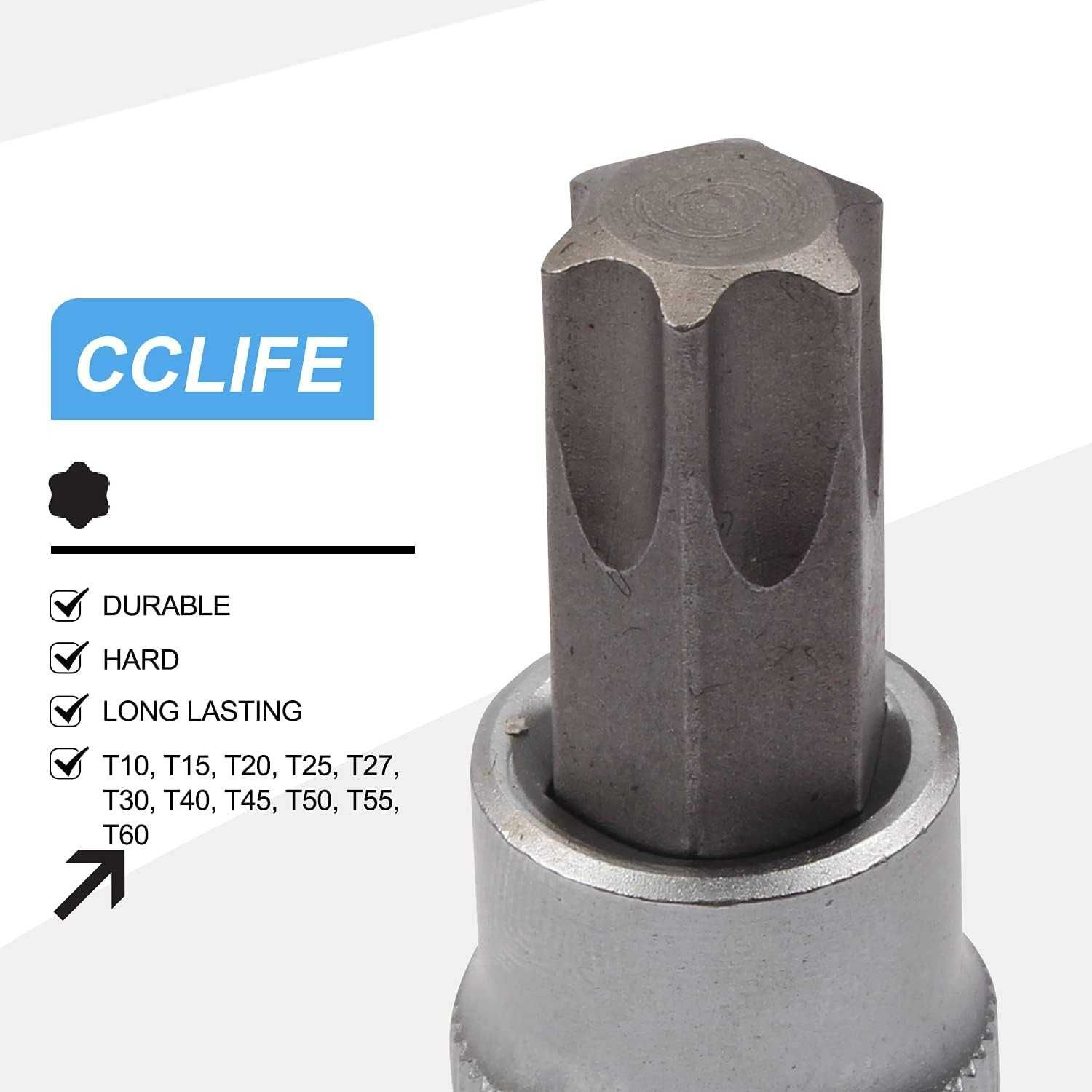 CCLIFE Klucze Torx 34 Elementy nasadki i bity E4-E20 T10-T60