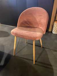 Krzesło welurowe różowe tapicerowane drewniane nogi 10 sztuk