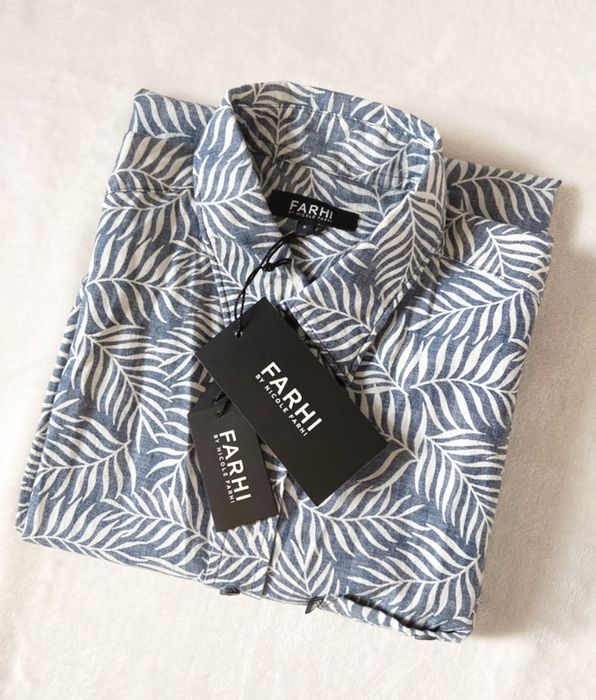 koszula męska Farhi s krótki rękaw liście