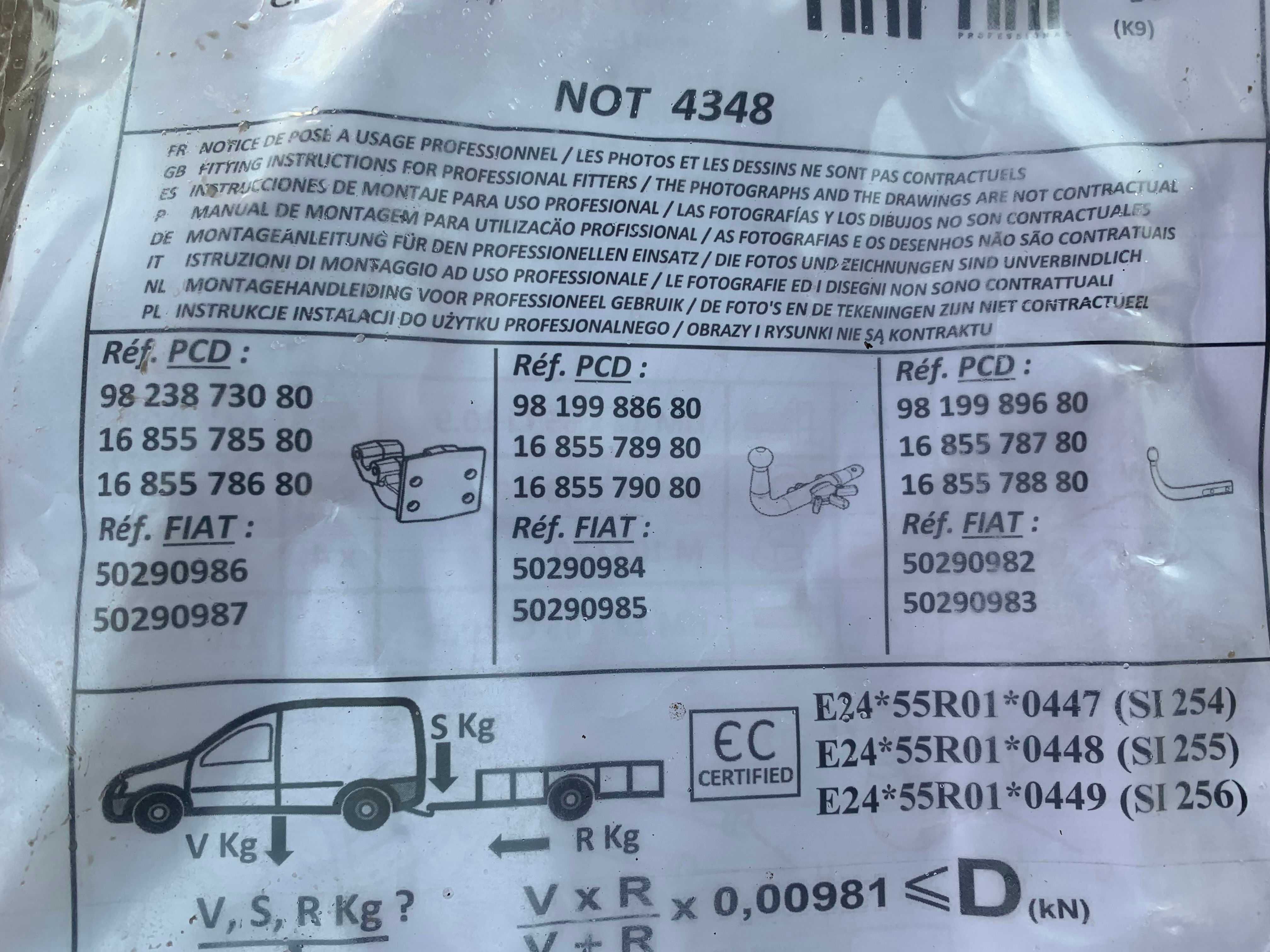 Mocowanie haka kuli Peugeot Opel Citroen Fiat 98238_73080