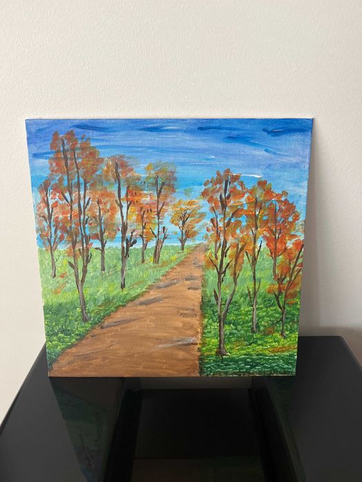 Quadro Pintado à Mão - "Caminho de Outono"