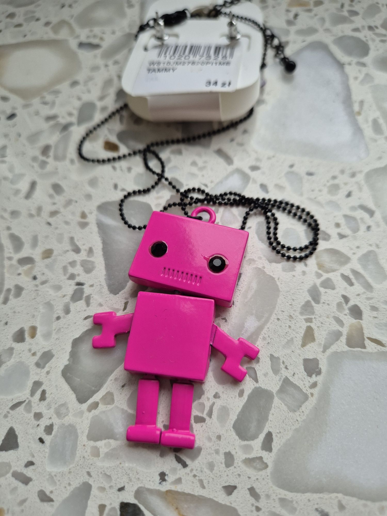 Zawieszka łancuszek + kolczyki dla dziewczynki robot