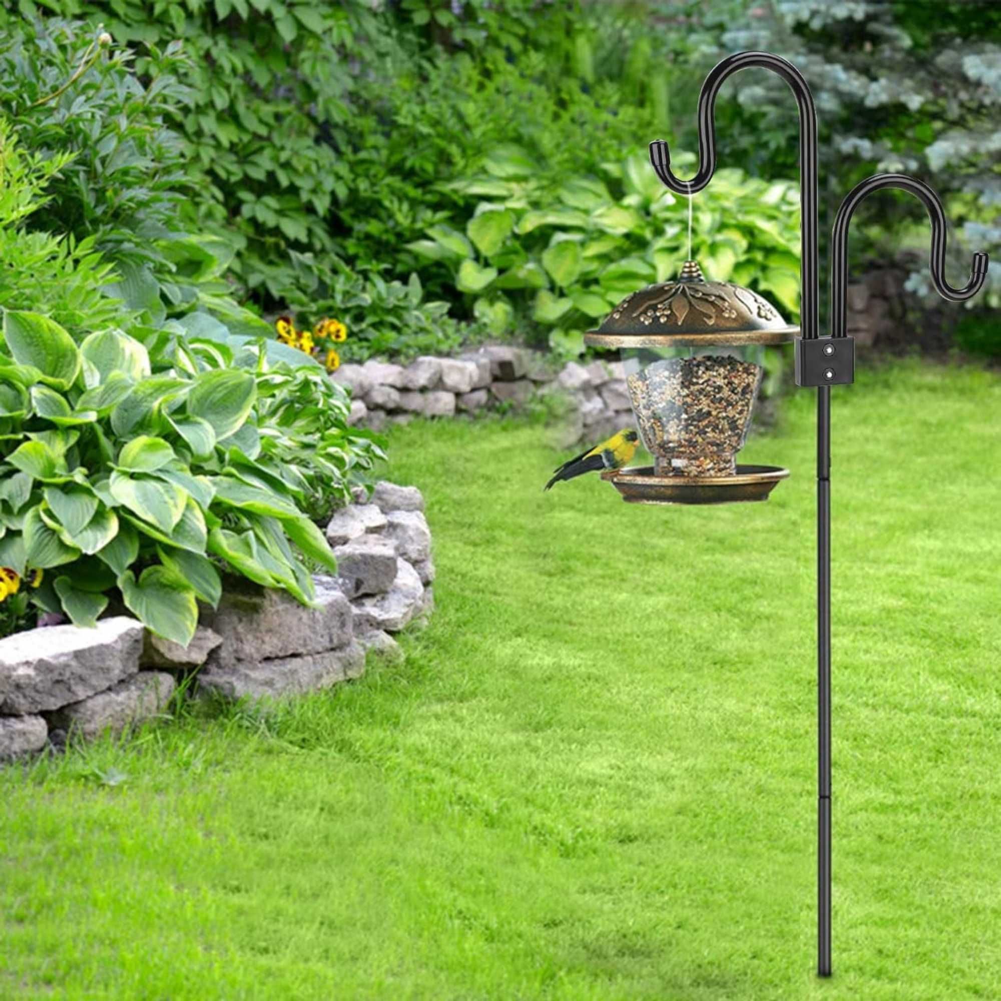 Wieszak wbijany na kwiaty stojak podwójny metal 113cm do ogrodu