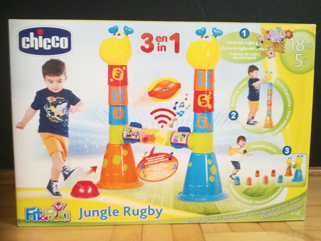 CHICCO Jungle Rugby 3w1 gra, wieża, bramka, piłka