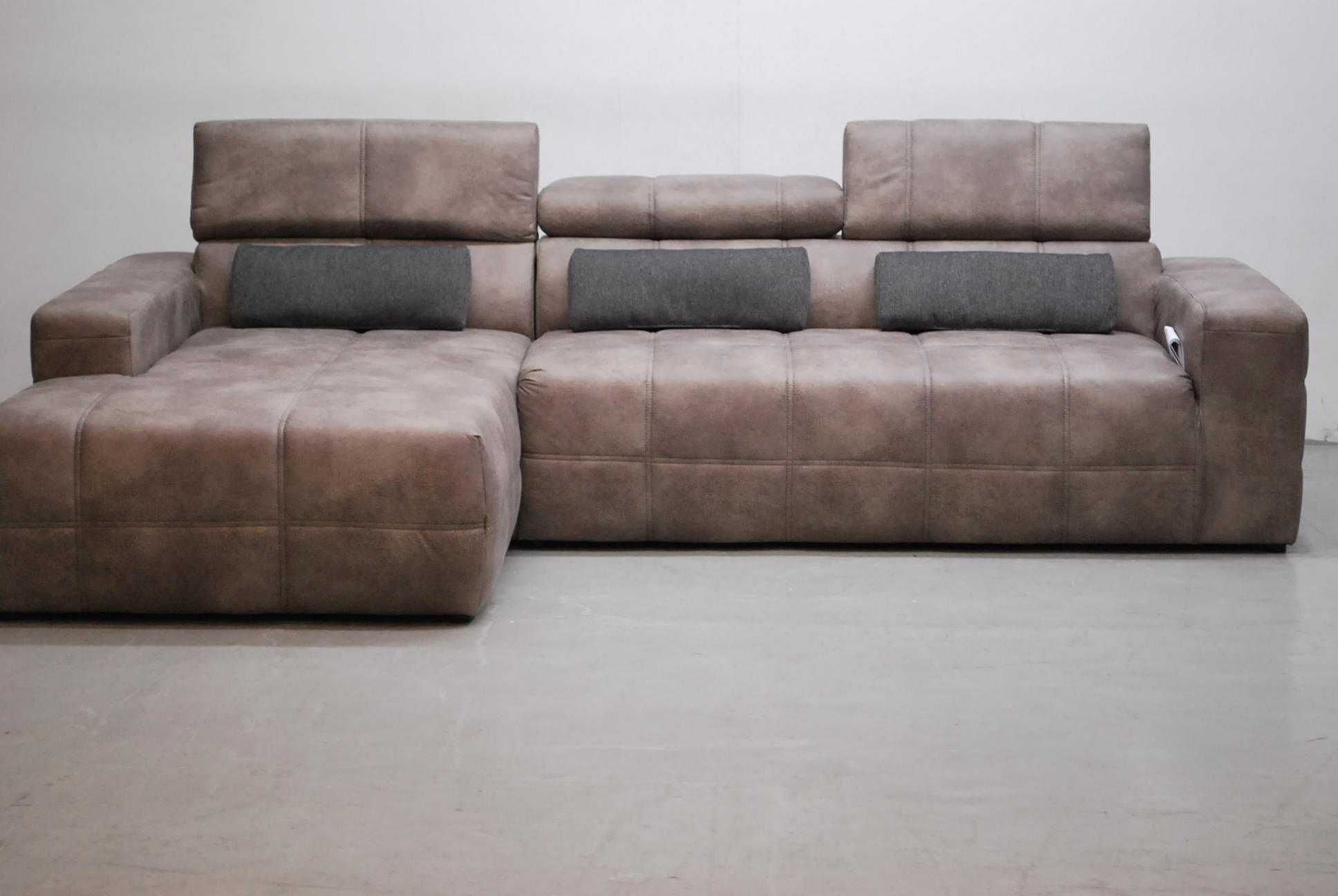 SFN DESIGN narożnik regulowane zagłówki rogówka sofa kanapa SZARA tkan