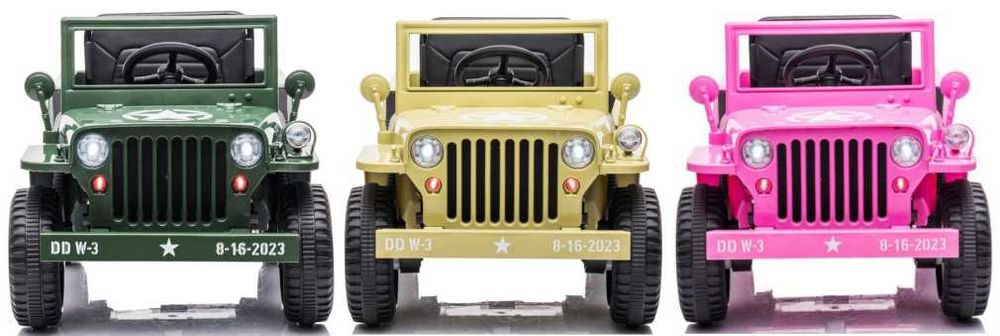 JEEP Terenowy 4x4 Retro Wojskowy Auto AKUMULATOR Elektryczny DZIECI RC