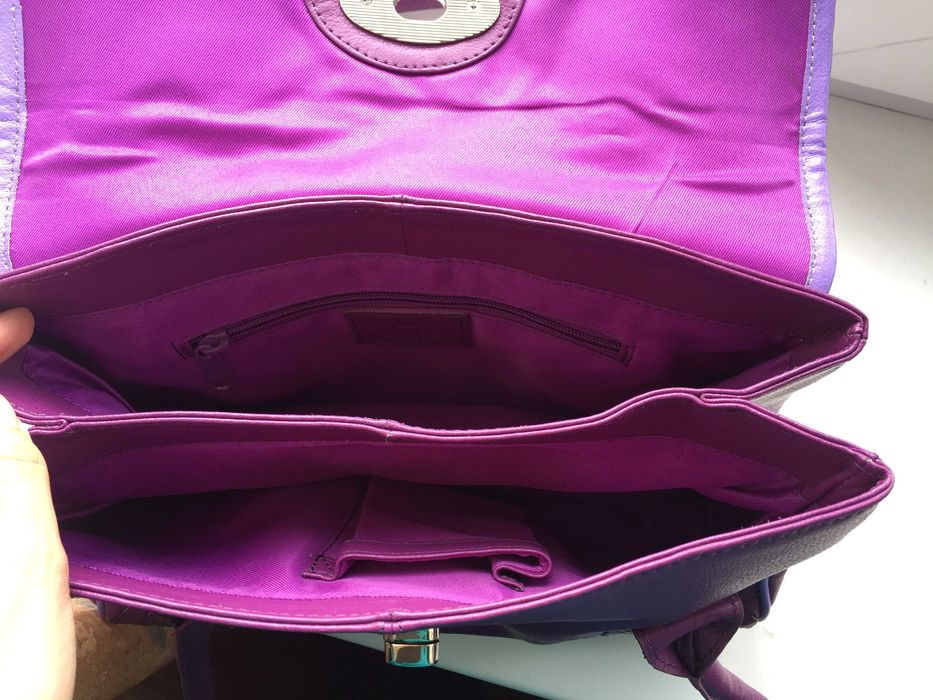 Кожаная фиолетовая сумка tommy & kate,  шкіряна сумка