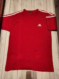 Koszulka na krótki rękaw męska czerwona Adidas z paskami rozm.M/L