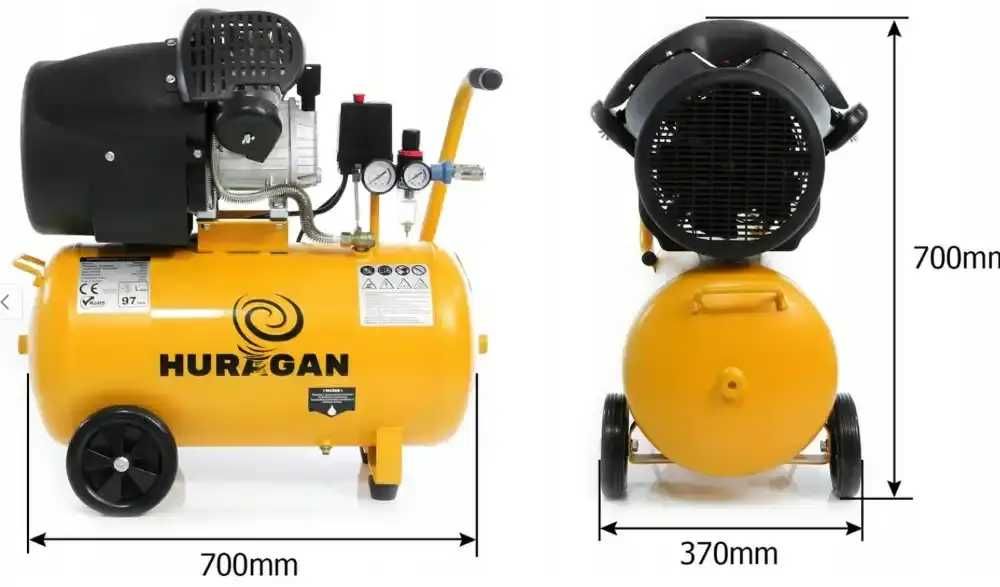 Компресор повітряний Huragan 50л 3.2кВт 10атм 360л/хв компрессор