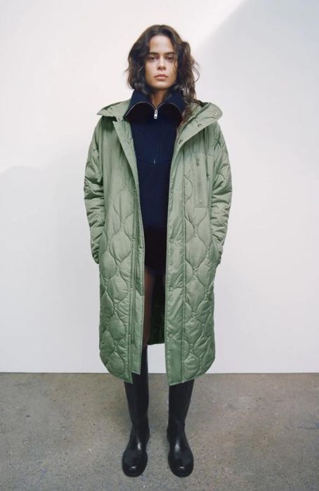 Стьобане пальто оверсайз zara