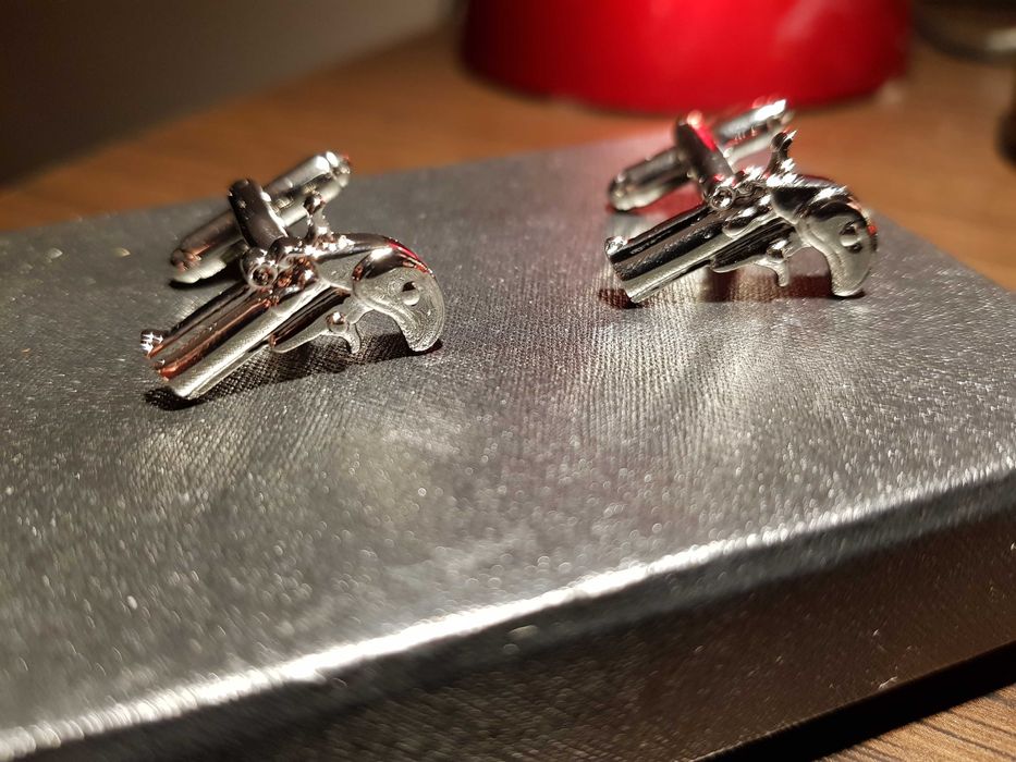 NOWE Spinki do mankietów spinki do koszuli Rewolwer Pistolet