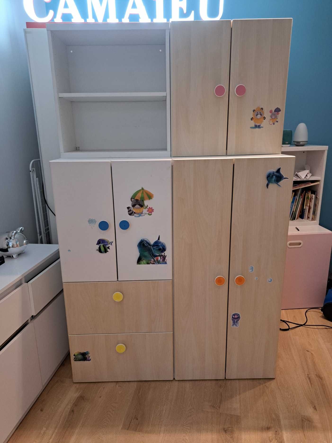 Meble dziecięce IKEA STUVA szafki nadstawki szafa z drążkami i półkami