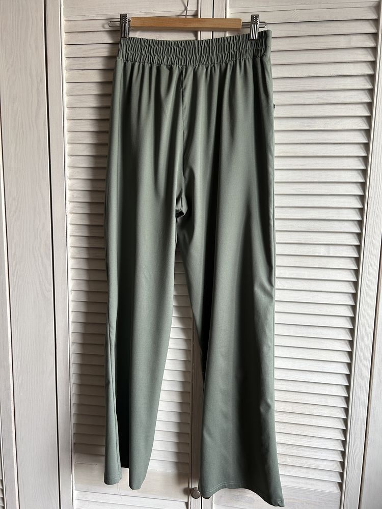 Spodnie szerokie bawełniane zieleń M/L